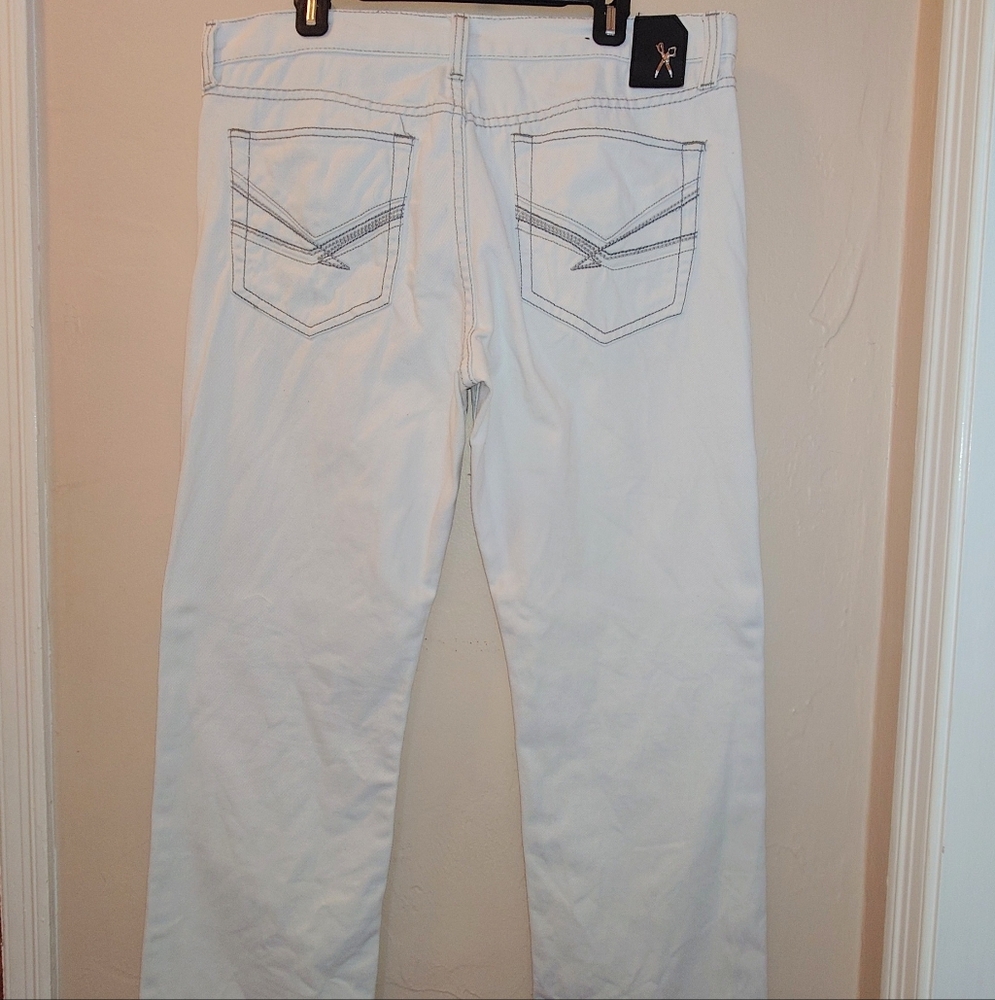 MARC ECKO cut & sew collection xxx deadly threads white jeans straight 36x32 38"